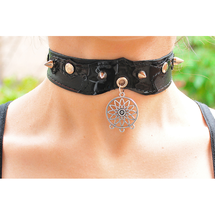 Шкіряний чокер (ar-006) з кулоном Ловець снів