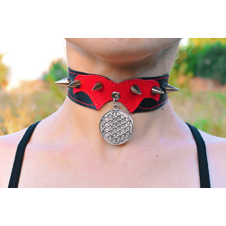 Кожаный чокер (ar-007) с кулоном Цветок жизни