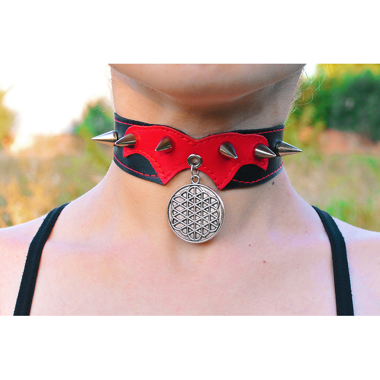 Кожаный чокер (ar-007) с кулоном Цветок жизни Кожаный чокер (ar-007) с кулоном Цветок жизни
