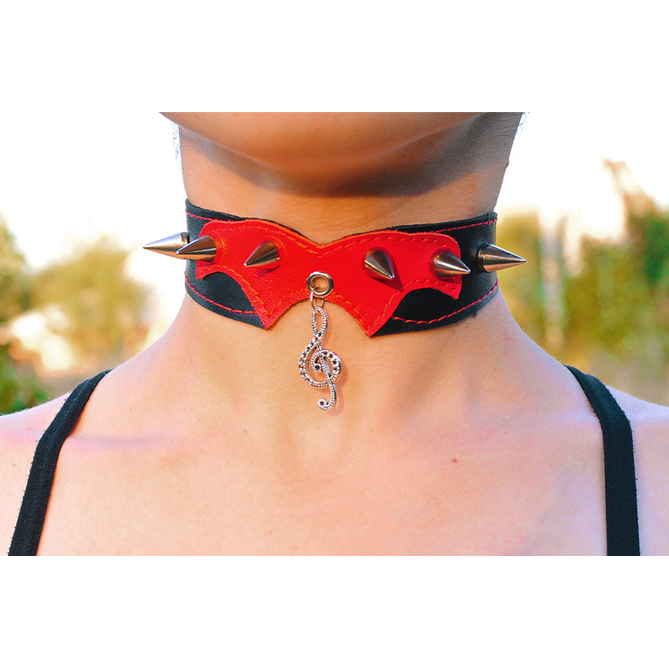 Шкіряний чокер (ar-007) з кулоном Скрипковий ключ з візерунком (срібний колір) Шкіряний чокер (ar-007) з кулоном Скрипковий ключ з візерунком (срібний колір)