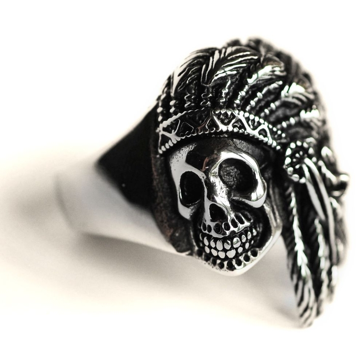 Перстень Череп индейского вождя (rng-079)