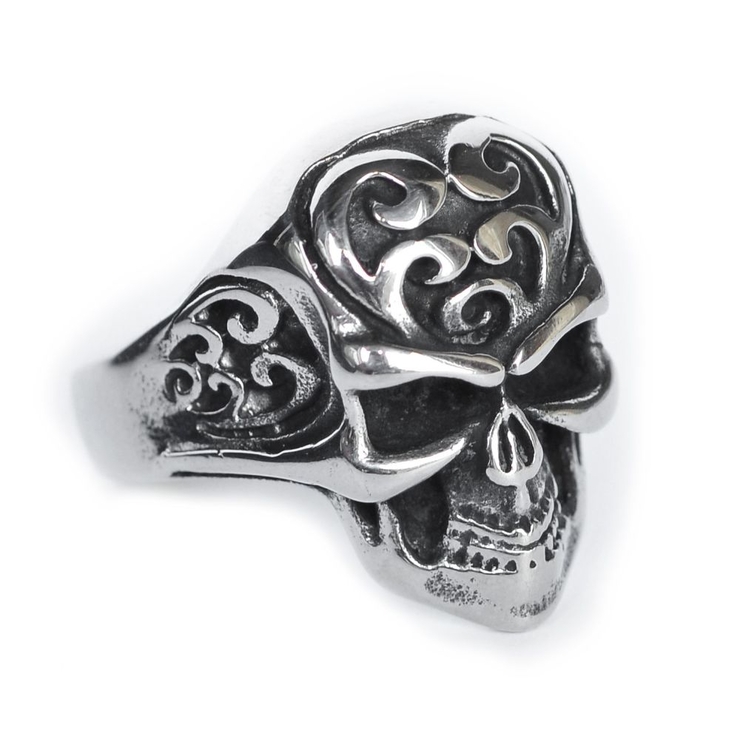 Перстень Череп з візерунком 2 (rng-058)