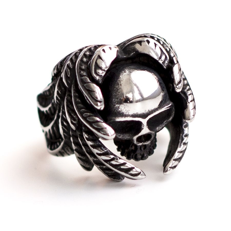 Перстень Череп з перьями (rng-012)