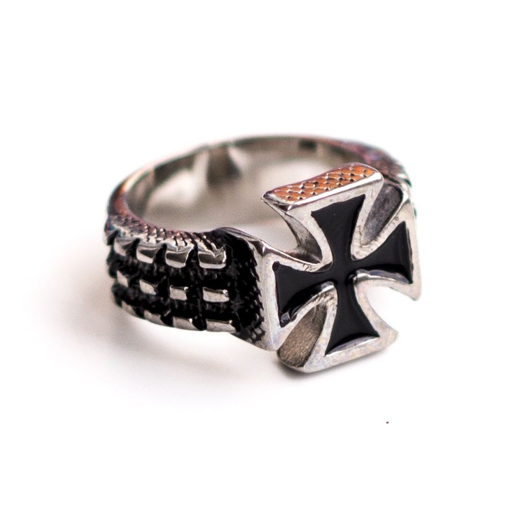 Перстень Тамплієрський хрест чорний (маленький) (rng-023)