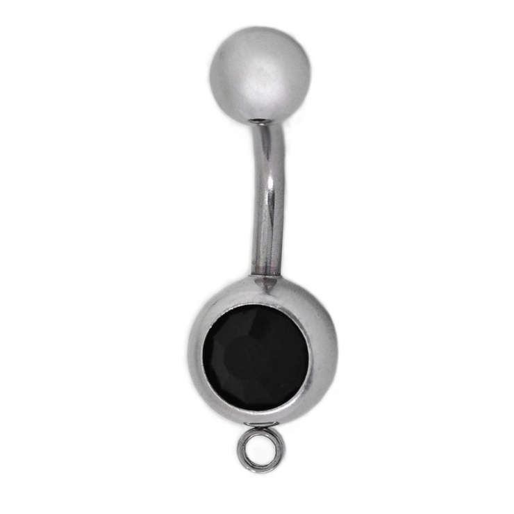 Банан з кільцем для підвіски (хір.сталь, чорний камінь (пупок, інтим) (b-031) Банан з кільцем для підвіски (хір.сталь, чорний камінь (пупок, інтим) (b-031)