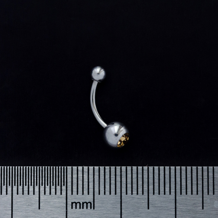 Банан (хир.сталь, цвет стальной, камень желтый(бровь, интим, ухо)(b-022)
