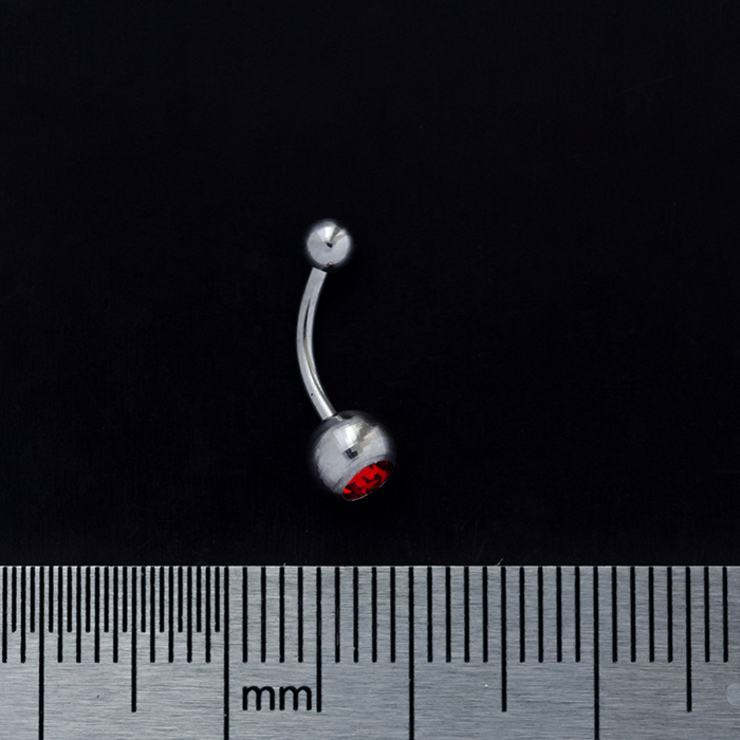 Банан (хир.сталь, цвет стальной, камень красный(бровь, интим, ухо)(b-024)