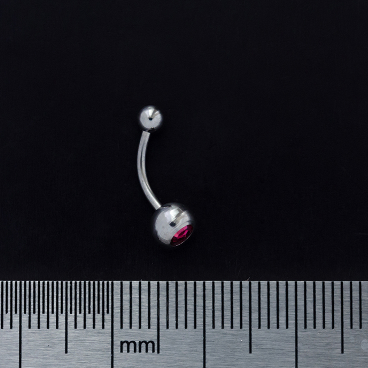 Банан (хир.сталь, цвет стальной, камень розовый(бровь, интим, ухо)(b-025)