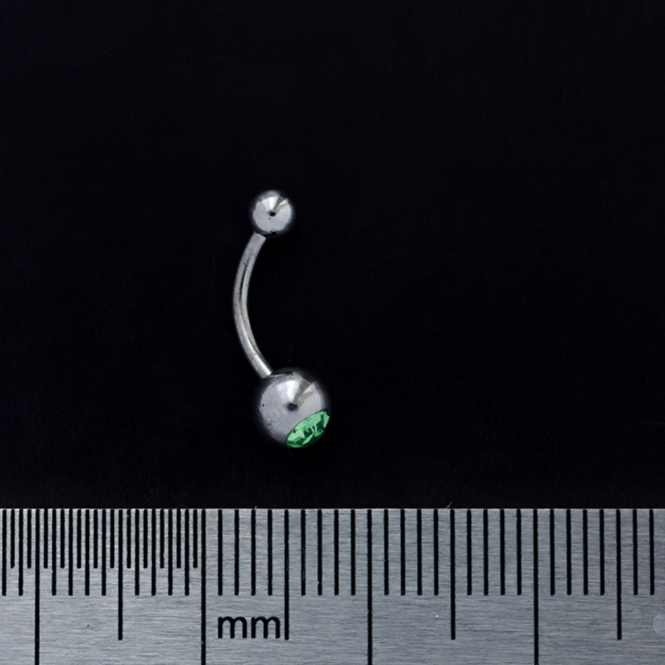 Банан (хір.сталь, колір сталевий, камінь салатовий(брова, інтим, вухо)(b-026) Банан (хір.сталь, колір сталевий, камінь салатовий(брова, інтим, вухо)(b-026)