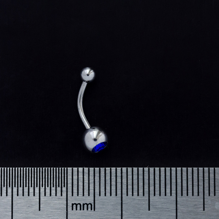 Банан (хір.сталь, колір сталевий, камень синій(брова, інтим, вухо)(b-027) Банан (хір.сталь, колір сталевий, камень синій(брова, інтим, вухо)(b-027)