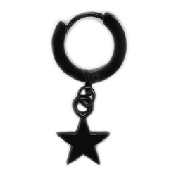 Серьга с подвеской Звезда (хирургическая сталь, цвет черный) (еа-064)