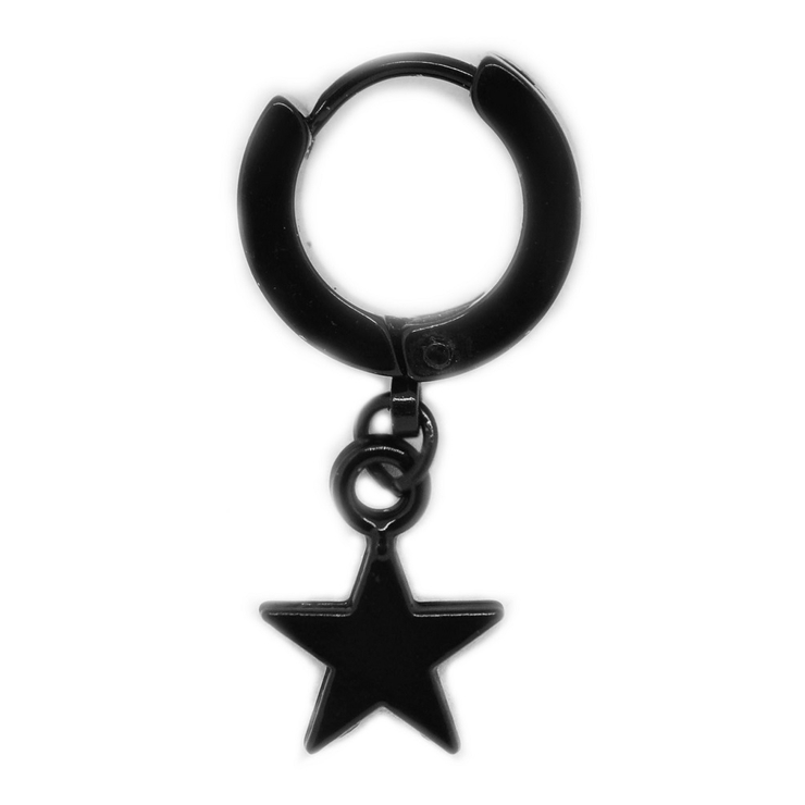 Сережка з підвіскою Зірка (хірургічна сталь, колір чорний) (еа-064) Сережка з підвіскою Зірка (хірургічна сталь, колір чорний) (еа-064)