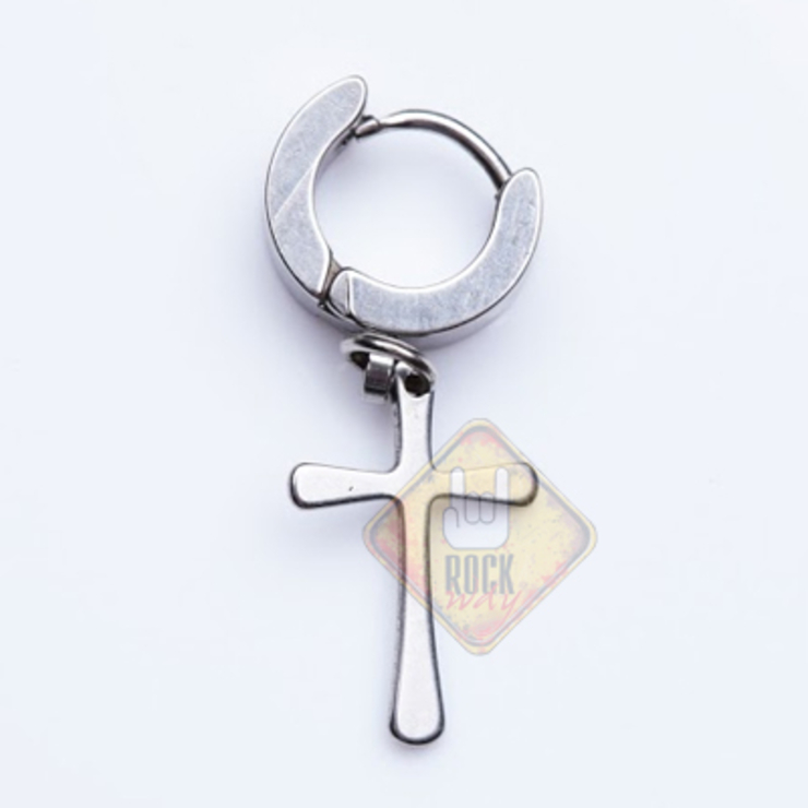 Сережка з хрестом (хір.сталь, сталевий)