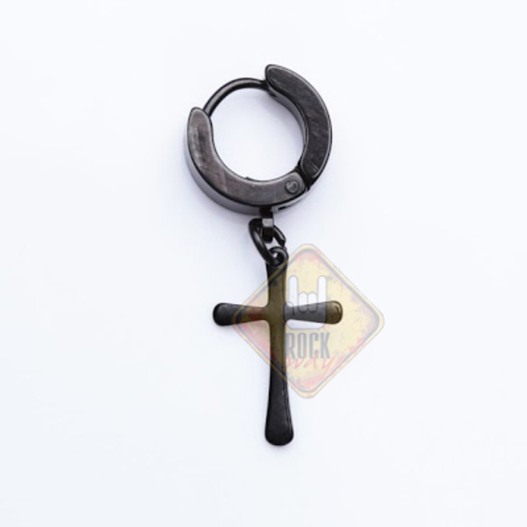 Сережка з хрестом (титан, чорний)