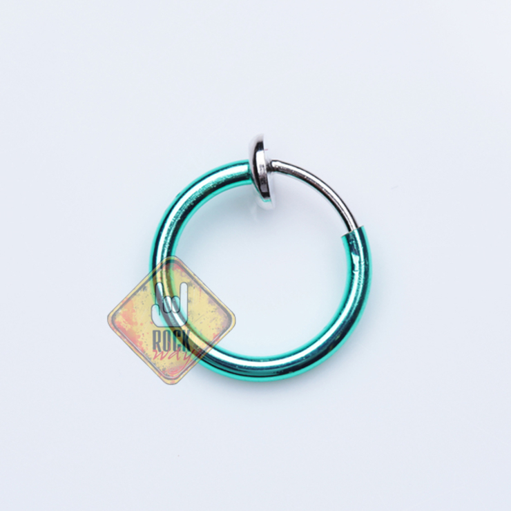 Серьга-обманка (без прокола (хир.сталь, цвет зеленый) (ea-015)