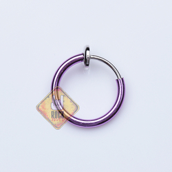 Серьга-обманка (без прокола (хир.сталь, цвет фиолетовый) (ea-016)