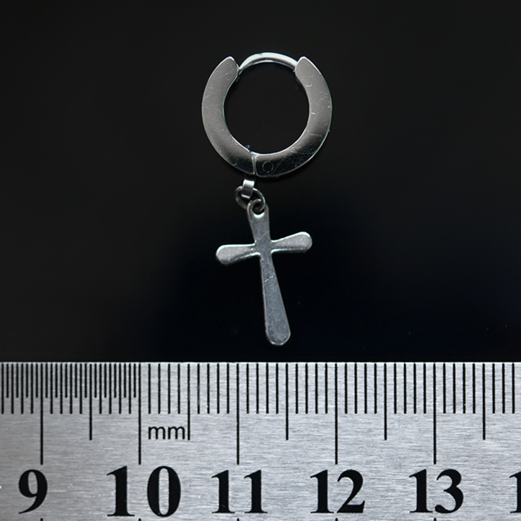 Серьга с крестом (хир.сталь, стальной, 13мм) (ea-038)