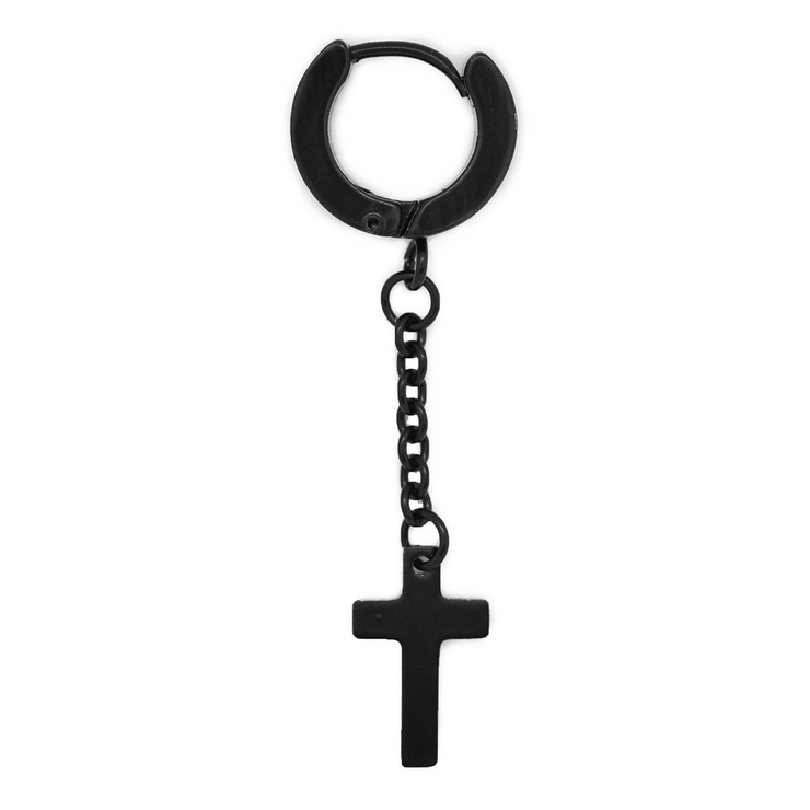 Сережка з хрестом на цепочке (хір.сталь, чорний) (ea-049) Сережка з хрестом на цепочке (хір.сталь, чорний) (ea-049)