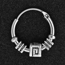 Серьга, кольцо с узором (хирургическая сталь,14 мм) (ea-60)