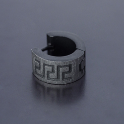 Серьга с орнаментом (хир.сталь, цвет стальной с черным) (ea-029)