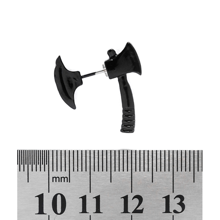 Сережка Сокира (хір. сталь, колір чорний) (ea-019)