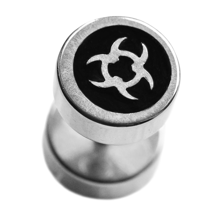 Тунель-обманка, хір.сталь, (колір сталевий, Biohazard) Тунель-обманка, хір.сталь, (колір сталевий, Biohazard)