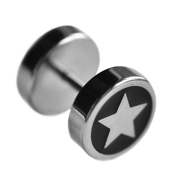 Тоннель-обманка, хир.сталь, (цвет стальной, рисунок звезда, 10 мм) Тоннель-обманка, хир.сталь, (цвет стальной, рисунок звезда, 10 мм)