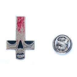 Пин (значок) фигурный Перевернутый крест с черепом