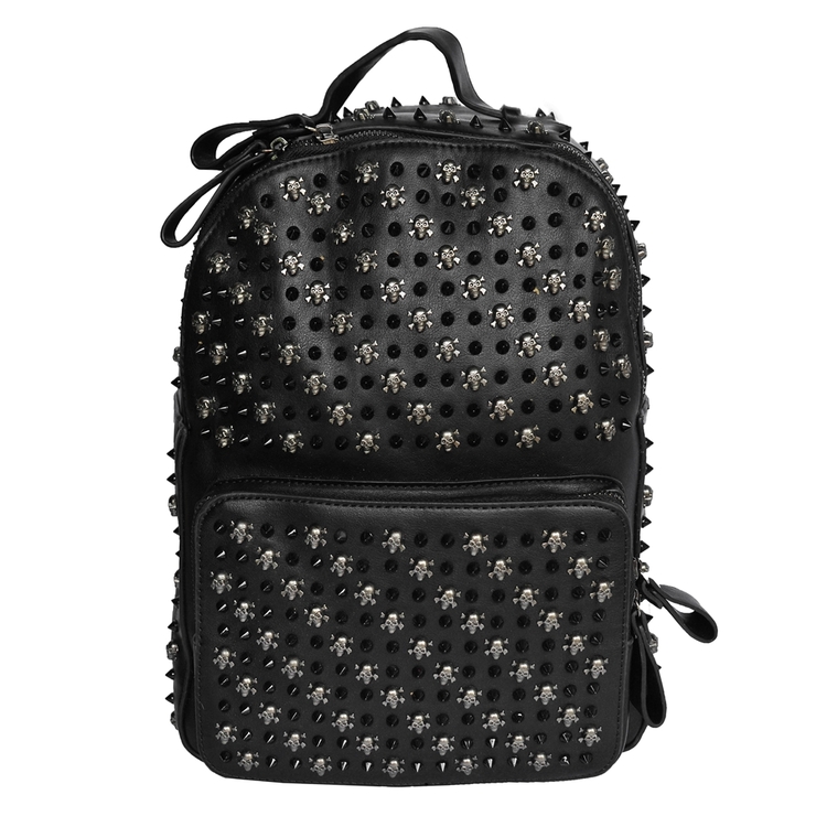 Рюкзак з черепами і чорними шипами