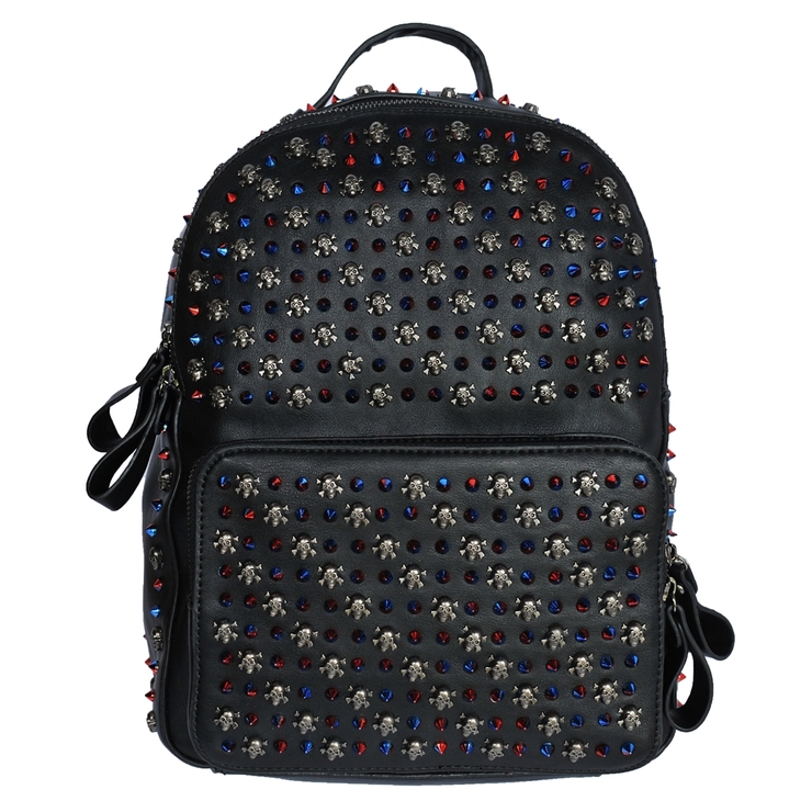 Рюкзак з черепами і кольоровими шипами