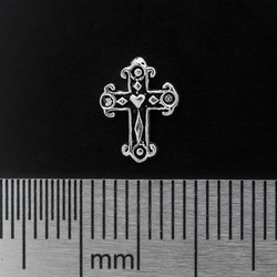 Серьга-гвоздик Крест с сердцем (серебро, 925 проба)
