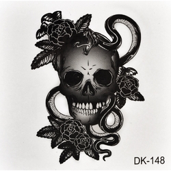Тимчасове тату Череп, змія і троянди (DK-148, 6x6 см)