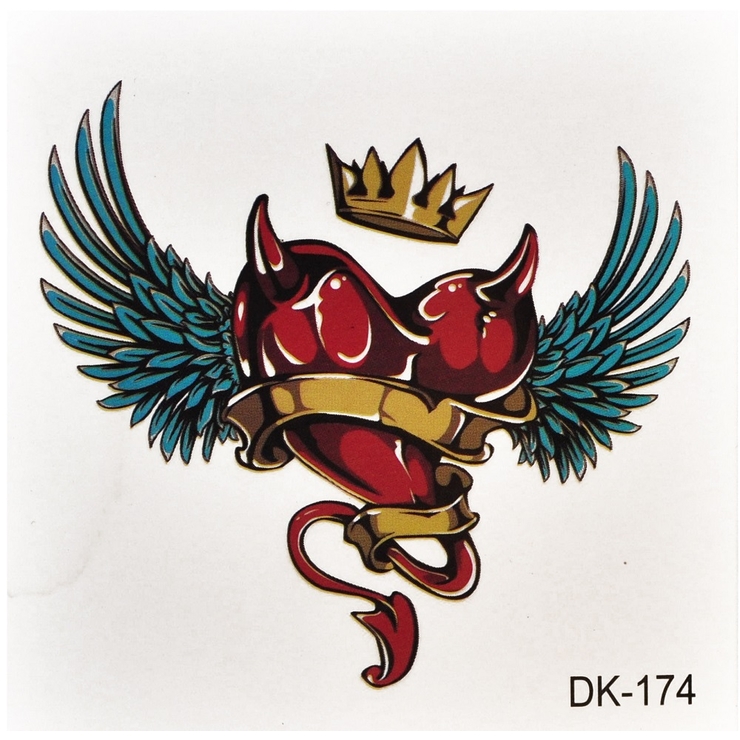 Тимчасове тату Серце з короною (DK-174, 6x6 см)