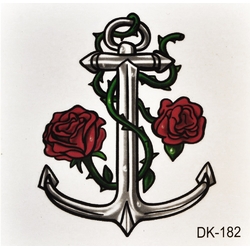 Тимчасове тату Якір з трояндами (DK-182, 6x6 см)
