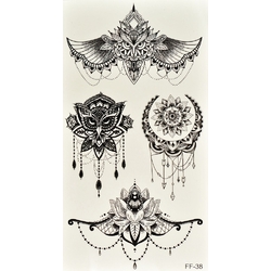Тимчасове тату 3D Сова і Лотос набір (FF-38, 17,5x9,5 см)