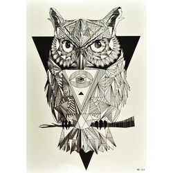 Тимчасове тату Сова графіка (HB-454, 21x15 см)