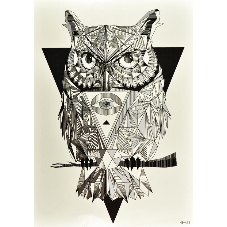 Тимчасове тату Сова графіка (HB-454, 21x15 см)
