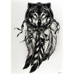 Тимчасове тату Вовк Ловець снів (HB-577, 21x15 см)