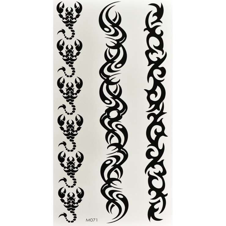 Тимчасове тату Трайбл візерунки і скорпіони набір (M-071, 19x9 см)