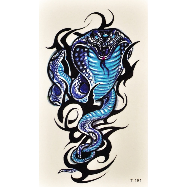 Тимчасове тату Кобра з візерунком (T-181, 10,5x6 см)