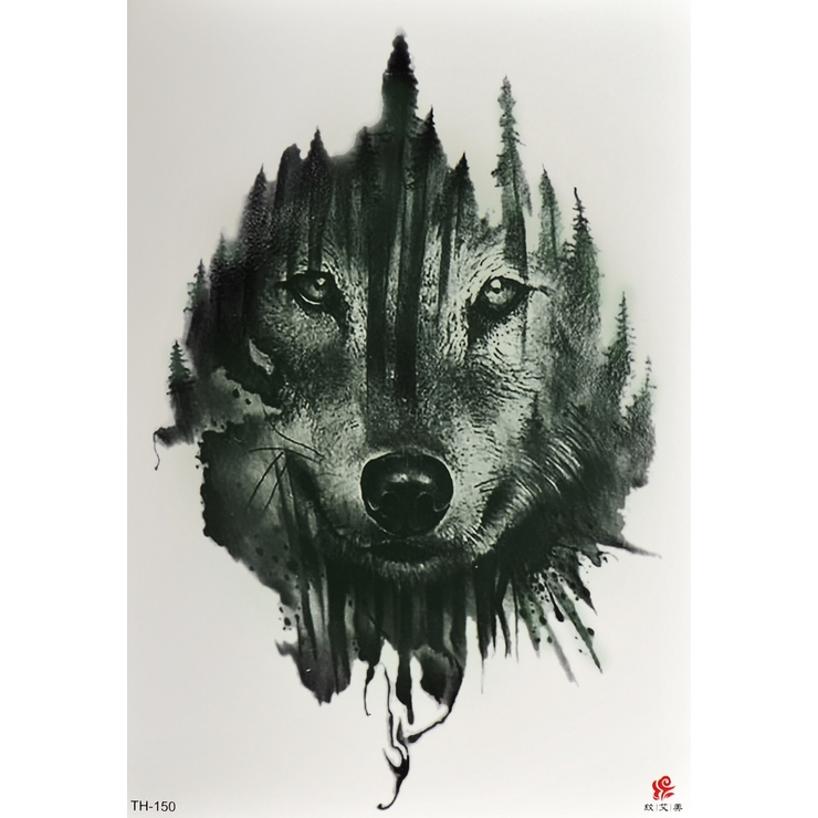 Тимчасове тату Вовк-ліс (TH-150, 21x15 см)
