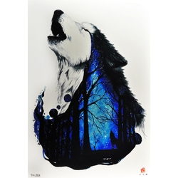 Тимчасове тату Виючий вовк (TH-208, 21x15 см)