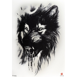 Тимчасове тату Голодний вовк (TH-402, 21x15 см)