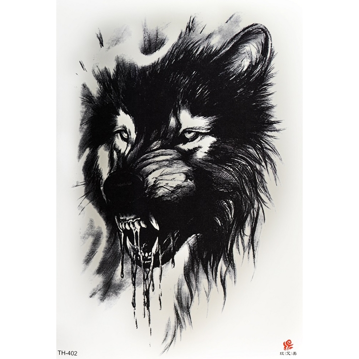 Тимчасове тату Голодний вовк (TH-402, 21x15 см)