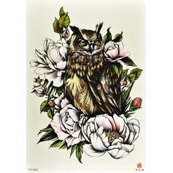 Тимчасове тату Сова в кольорах (TH-425, 21x15 см)