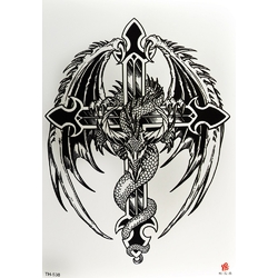 Тимчасове тату Дракон на хресті (TH-538, 21x15 см)