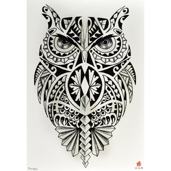 Тимчасове тату Сова орнамент (TH-553, 21x15 см)