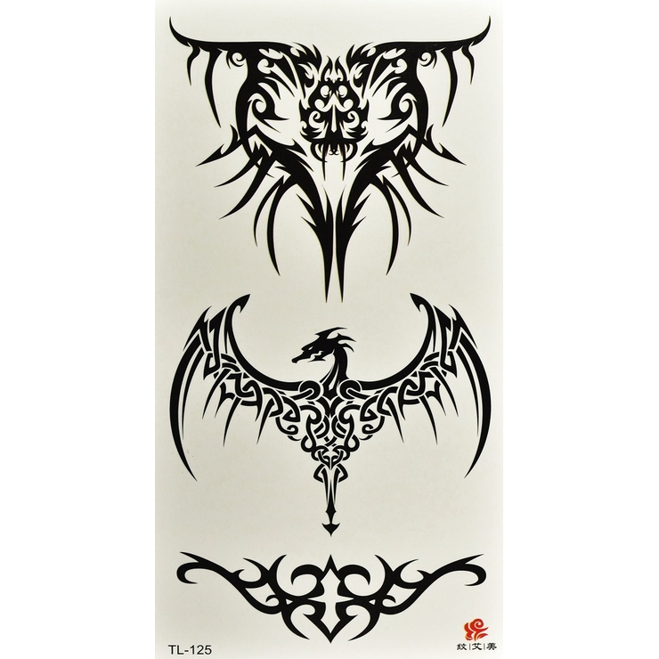 Тимчасове тату Трайбл Дракони набір (TL-125, 19x9 см)