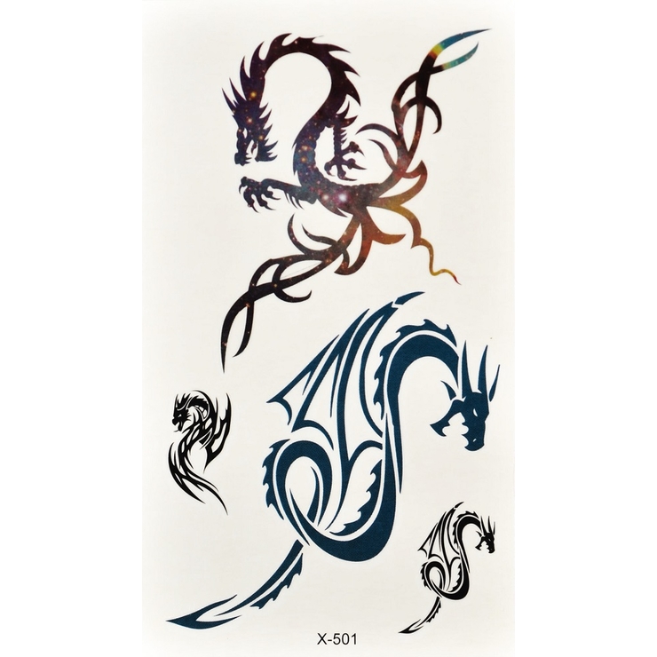 Тимчасове тату Дракони набір (X-501, 10,5x6 см) Тимчасове тату Дракони набір (X-501, 10,5x6 см)