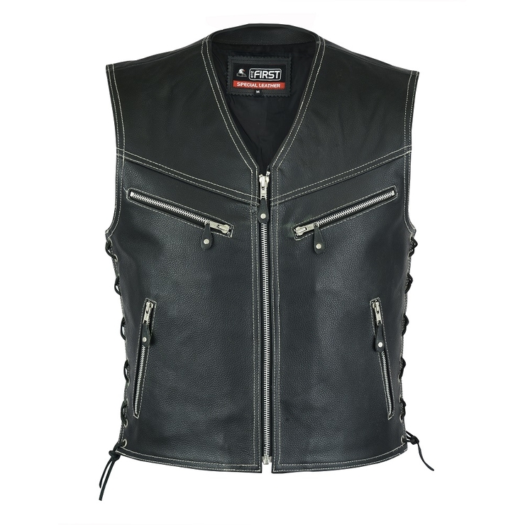 Жилетка First шкіряна чоловіча (на блискавці)
